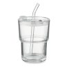 Üveg pohár szívószállal 400 ml