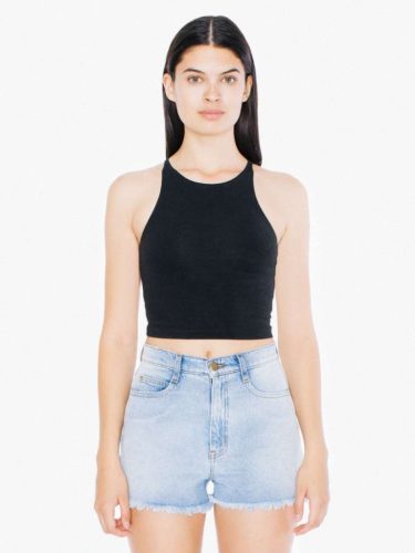 American Apparel AA8369 NŐI PAMUT SPANDEX UJJATLAN RÖVID FAZONÚ TOP S