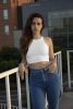 American Apparel AA8369 NŐI PAMUT SPANDEX UJJATLAN RÖVID FAZONÚ TOP S