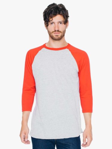 American Apparel AABB453 UNISEX POLY-COTTON 3/4 UJJÚ RAGLAN PÓLÓ S