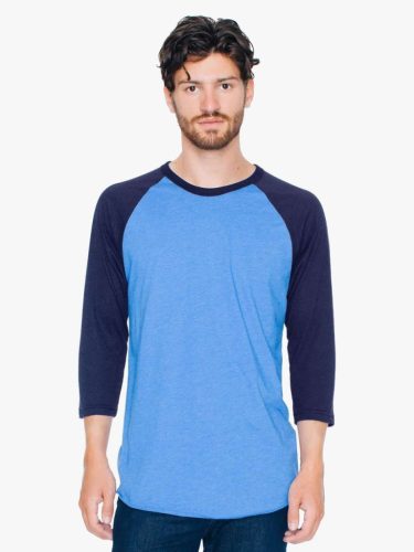 American Apparel AABB453 UNISEX POLY-COTTON 3/4 UJJÚ RAGLAN PÓLÓ L