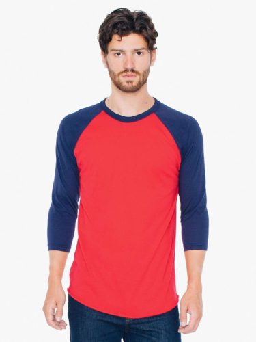 American Apparel AABB453 UNISEX POLY-COTTON 3/4 UJJÚ RAGLAN PÓLÓ M