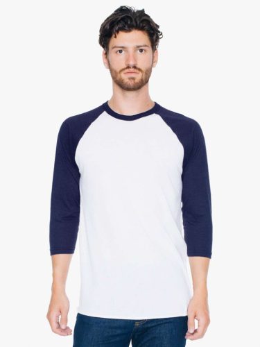 American Apparel AABB453 UNISEX POLY-COTTON 3/4 UJJÚ RAGLAN PÓLÓ S