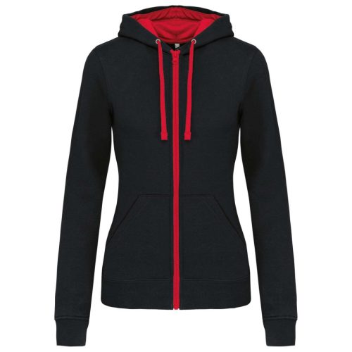 Kariban KA467 LADIES’ CONTRAST HOODED FULL ZIP SWEATSHIRT 2XL