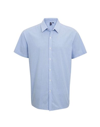 Premier PR221 MEN'S SHORT SLEEVE GINGHAM COTTON MICROCHECK SHIRT XL