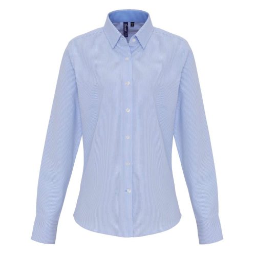 Premier PR338 WOMEN'S COTTON RICH OXFORD STRIPES SHIRT S
